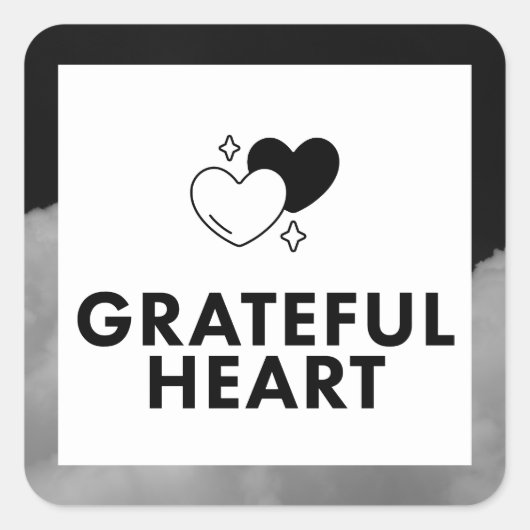 Grateful Heart. Sticker. Vierkante Sticker (Voorkant)