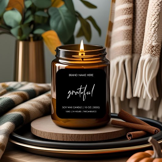 Grateful Herfst Candle Label Sticker | Custom