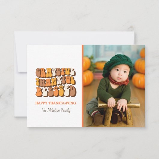 Grateful Merci béni Carte photo de typographie (Devant)