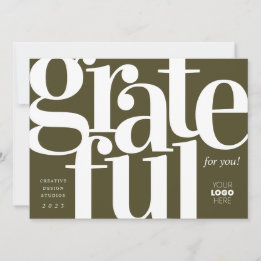 Grateful Modern Army Green Business Holiday Kaart