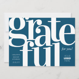 Grateful Modern Blue Business Holiday Kaart