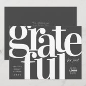 Grateful Modern Charcoal Business Holiday Kaart (Voorkant / Achterkant)