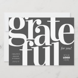 Grateful Modern Charcoal Business Holiday Kaart