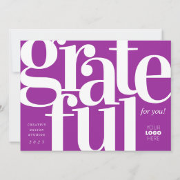 Grateful Modern Paarse Business Holiday Kaart