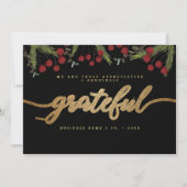 Grateful Modern Script Holly Pine business logo Feestdagenkaart (Voorkant)