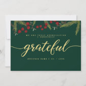 Grateful Modern Script Holly Pine business logo  Feestdagenkaart (Voorkant)