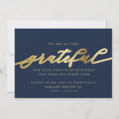 Grateful | Moderne Script Business Logo Corporate Feestdagenkaart (Voorkant)