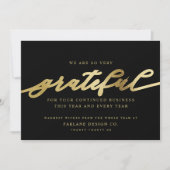 Grateful | Moderne Script Business Logo Corporate Feestdagenkaart (Voorkant)