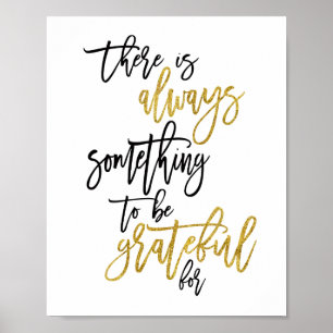Grateful Motivatie Quote Black/Gold Poster