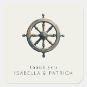 Grateful Muted Nautical Wheel Vierkante Sticker (Voorkant)