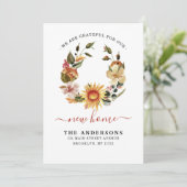 Grateful New Home We hebben Herfst Wreath Moving Aankondiging (Staand voorkant)