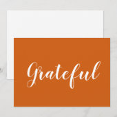 Grateful orange calligraphie carte d'action de grâ (Devant / Derrière)