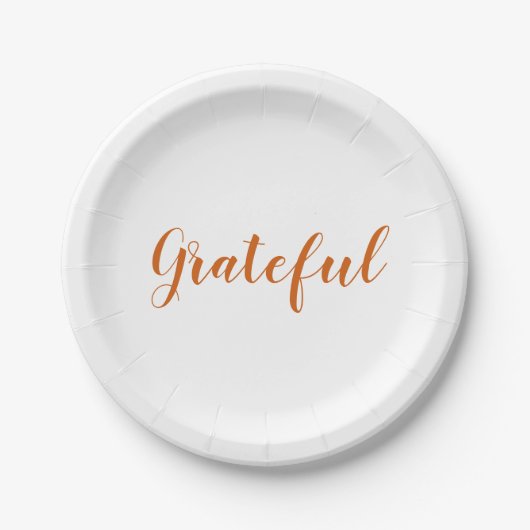 Grateful oranje spice script schattige Thanksgivin Papieren Bordje (Voorkant)
