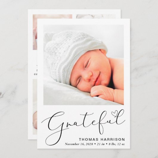 Grateful Photos Faire-part de naissance (Devant / Derrière)