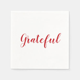 Grateful red white script schattig Thanksgiving pa Servet
