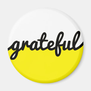 Grateful Script Modern Yellow Black en White Magneet