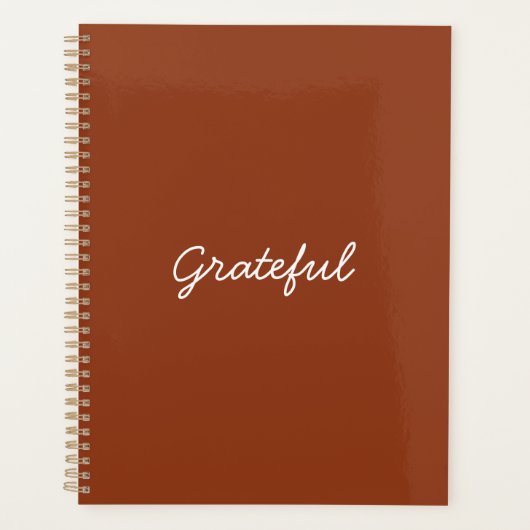 Grateful terracotta aangepaste casual script moder planner (Voorkant)