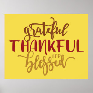 Grateful Thankful Bless Poster