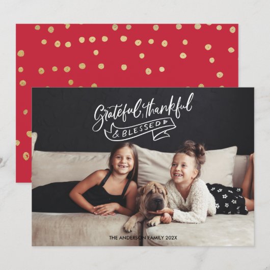 Grateful Thankful Blessé Noël Carte photo (Devant / Derrière)