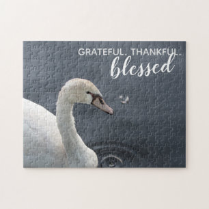Grateful Thankful Blessé Swan Jigsaw Puzzle Puzzle