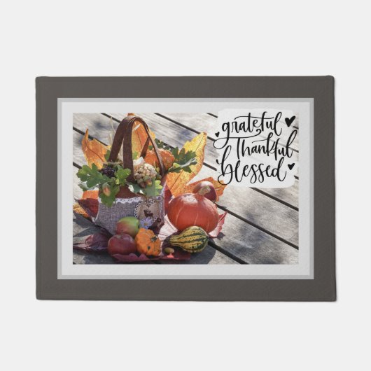 Grateful Thankful Blessed Autumn Inspirerend Deurmat (Voorkant)
