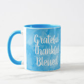 Grateful Thankful Blessed Blue Waterverf Mok (Links)