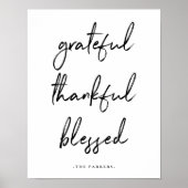 Grateful Thankful Blessed | Handgeschreven script Poster (Voorkant)