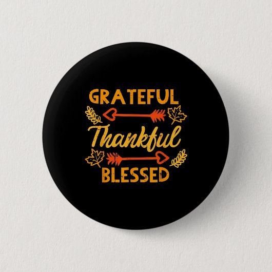 Grateful Thankful Blessed Herfst Autumn Thanksgivi Ronde Button 5,7 Cm (Voorkant)
