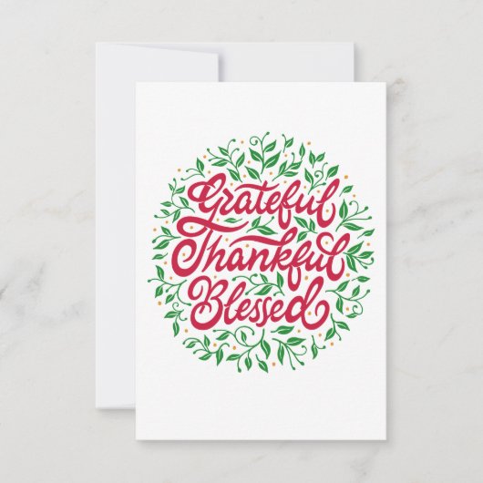 Grateful Thankful Blessed Kaart (Voorkant)