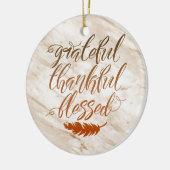 Grateful Thankful Blessed Modern Marble Feather Keramisch Ornament (Links)
