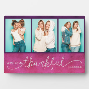 Grateful Thankful Blessed Moderne Drie Foto Fotoplaat