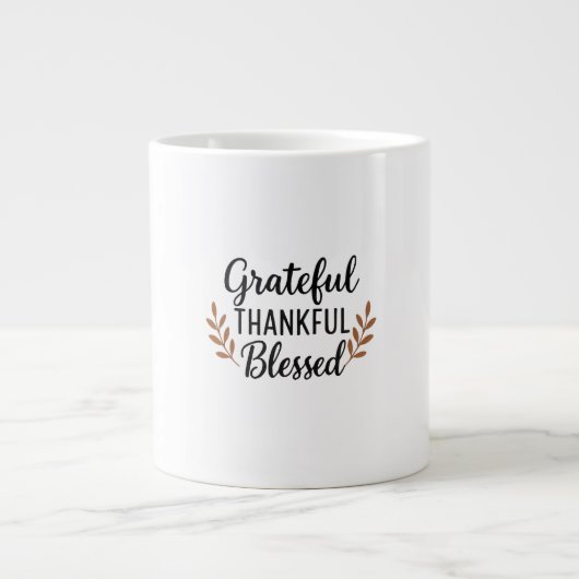 Grateful, Thankful, Blessed Mug Extra Grote Beker (Voorkant)
