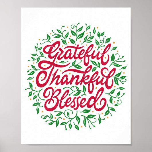 Grateful Thankful Blessed Poster (Voorkant)