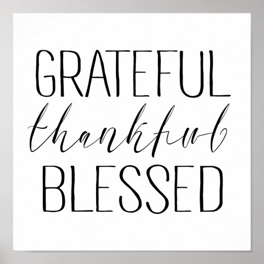 Grateful Thankful Blessed Poster (Voorkant)