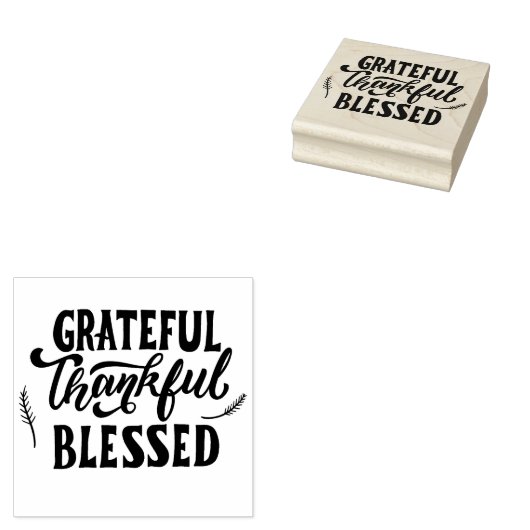 Grateful Thankful Blessed Rubberstempel (Gestempeld)