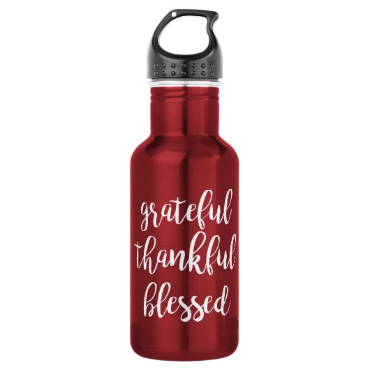 GRATEFUL THANKFUL BLESSED script | Waterfles (Voorkant)