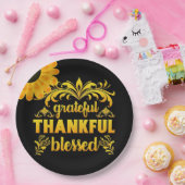 Grateful, Thankful, Blessed Sunflower Papieren Bordje (Feest)
