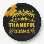 Grateful, Thankful, Blessed Sunflower Papieren Bordje (Voorkant)