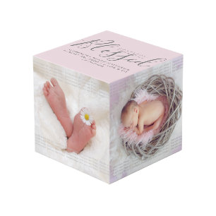 Grateful, Thankful, Gezegelde eigen naam & 4 foto' Kubus