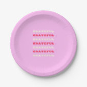 Grateful, Thankful, Gratitude Quote, Pink, Holiday Papieren Bordje (Voorkant)