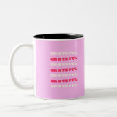 Grateful, Thankful, Gratitude Quote, Pink, Holiday Tweekleurige Koffiemok (Links)