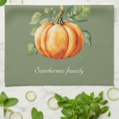 Grateful Thanksgiving Pompoen Moss Green Theedoek (Gevouwen)