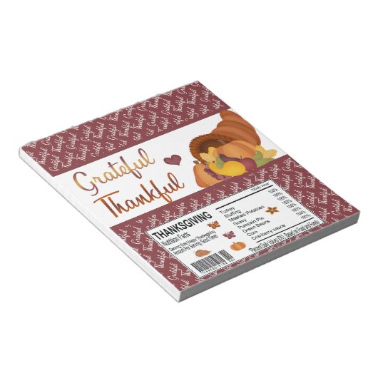 Grateful Thanksgiving Snoep Bar Wrapper Favors Notitieblok (Schuin)