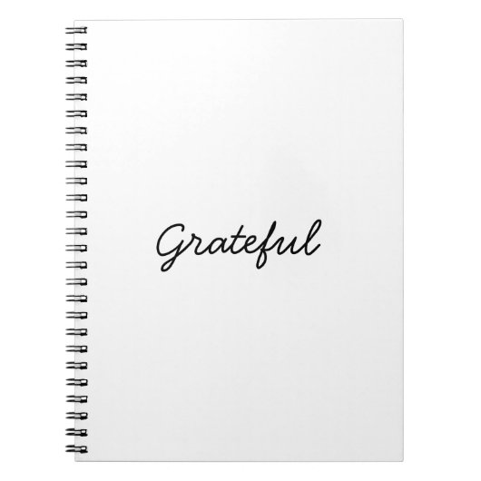 Grateful white custom script minimalist dankbaarhe notitieboek (Voorkant)