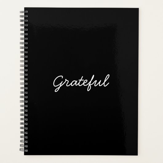 Grateful zwarte casual van het manuscripttekst of  planner (Voorkant)