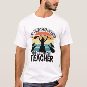 Gratige Heks Lerares Gebroken Bezem Halloween T-shirt