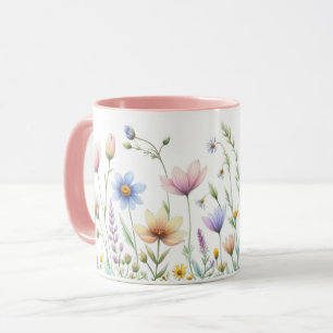 Gratige Waterverf Bloem Ontwerp Koffie Mok