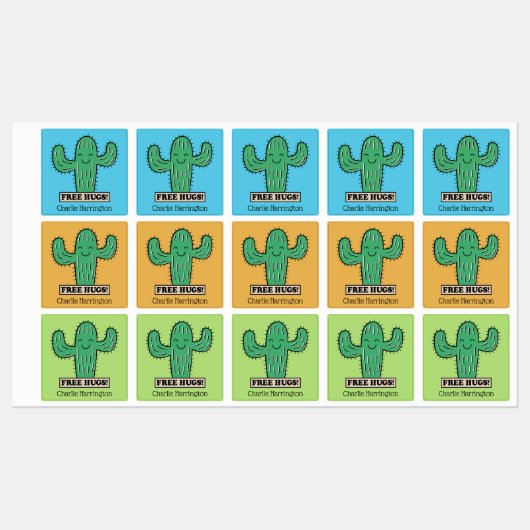 Gratis aangepaste Cactus Hugs-naam Labels (Vel)