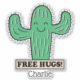 Gratis aangepaste Cactus Hugs-naam Sticker