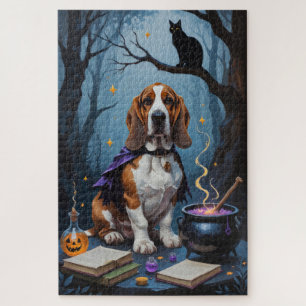 Gratis Basset Hound Schilderij Whimsical Halloween Legpuzzel